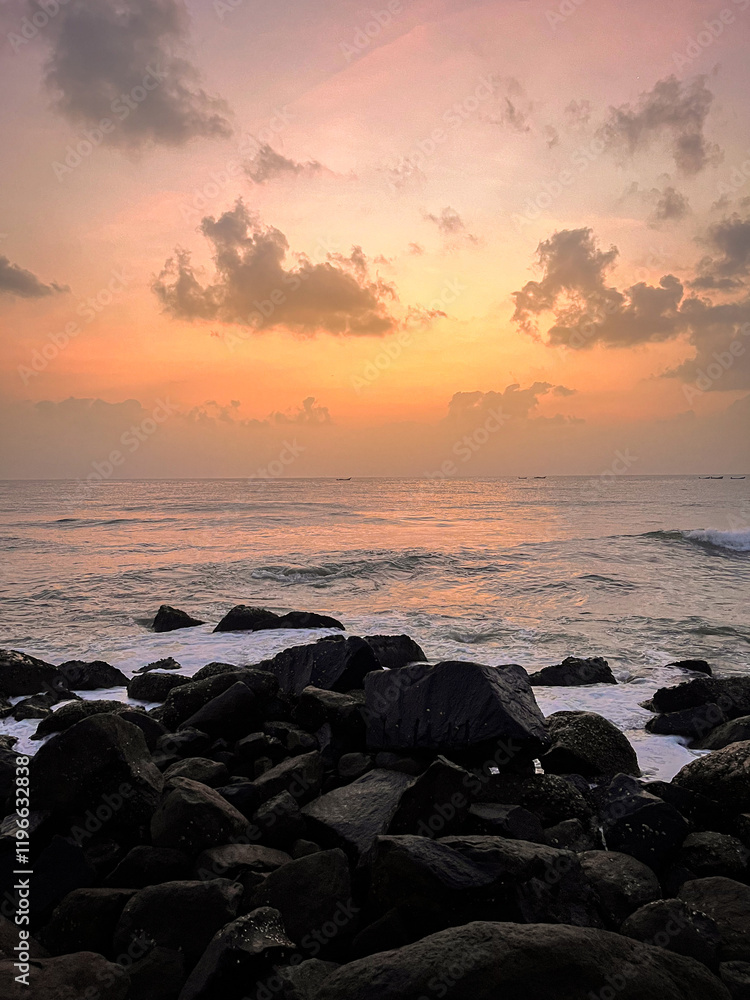 Sunrise over the sea in Pondicherry Sunrise over the sea in Pondicherry