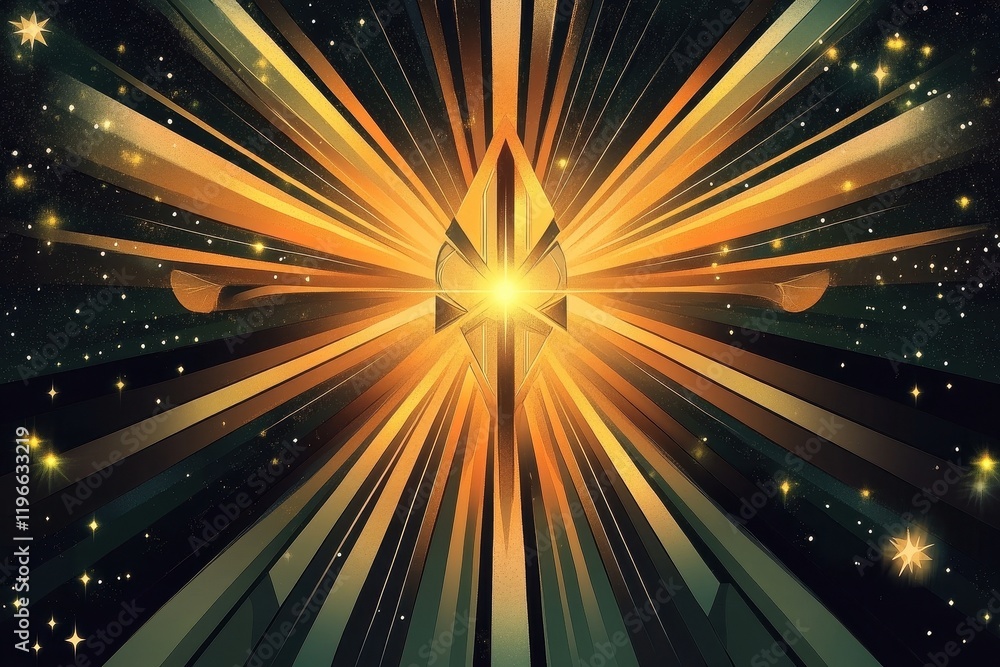 Golden Rays Converge on Celestial Diamond Shape Golden Rays Converge on Celestial Diamond Shape