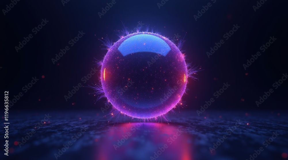 Fototapeta premium crystal ball ,neon ,background,