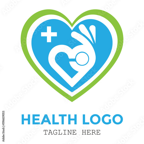 Medical healthy heart with cross logo lovely design