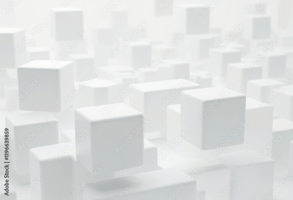 White Geometric Composition of Square Cubes White Geometric Composition of Square Cubes