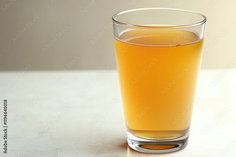 Golden beverage in clear glass, reflecting soft light, inviting Golden beverage in clear glass, reflecting soft light, inviting