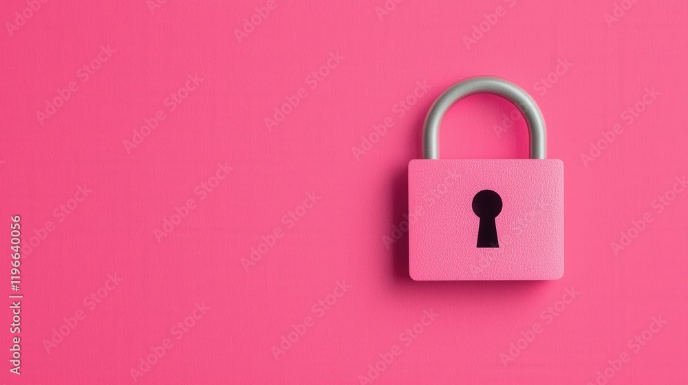 Cyber security and sleek, A pink padlock on a vibrant pink background, symbolizing security and protection in a playful, colorful design. Cyber security and sleek, A pink padlock on a vibrant pink background, symbolizing security and protection in a playful, colorful design.