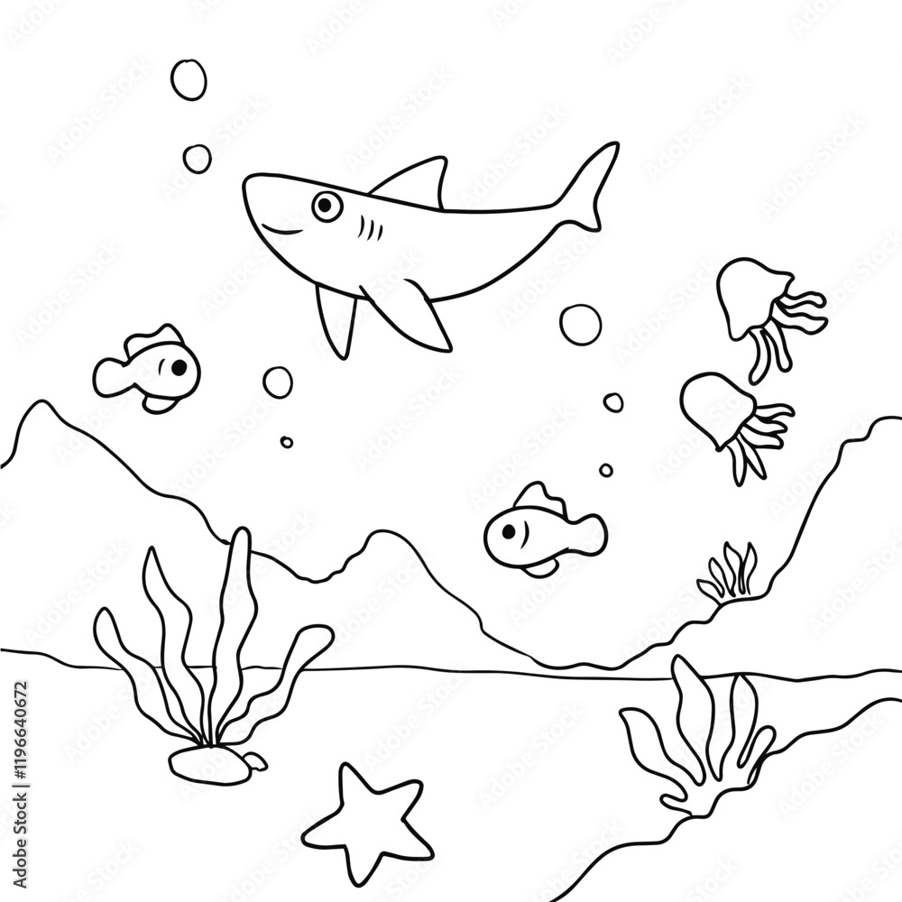 Fototapeta premium Underwater Marine Life Illustration