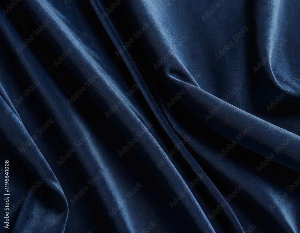 Obraz premium Deep Blue Velvet Fabric Draped Luxuriously in Soft Folds