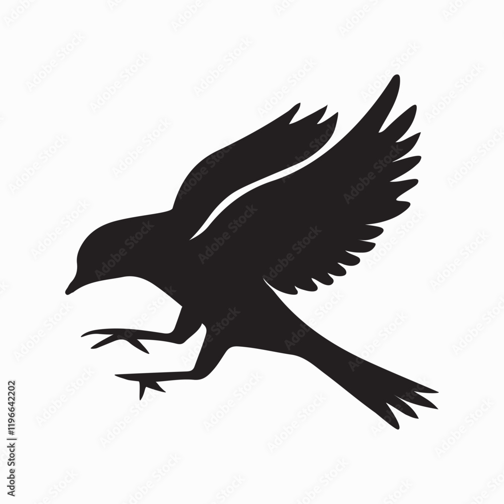 Fototapeta premium Bird Silhouette with Detailed Wings