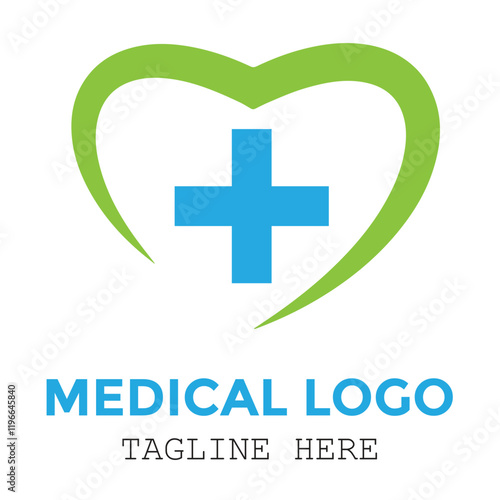 Medical love shape modern minimalist healthy care life logo design