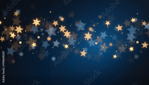 Glowing golden stars scattered on deep blue background