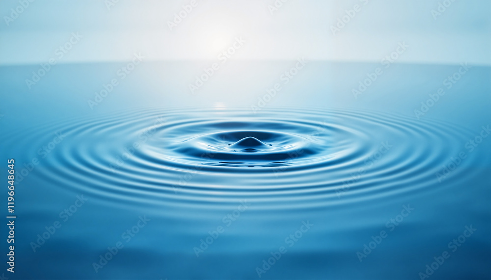 World Water Day Background Water droplet creating ripples in calm blue water World Water Day Background Water droplet creating ripples in calm blue water
