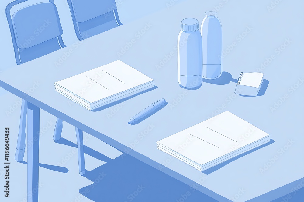 Fototapeta premium Pastel Blue Meeting Room Scene