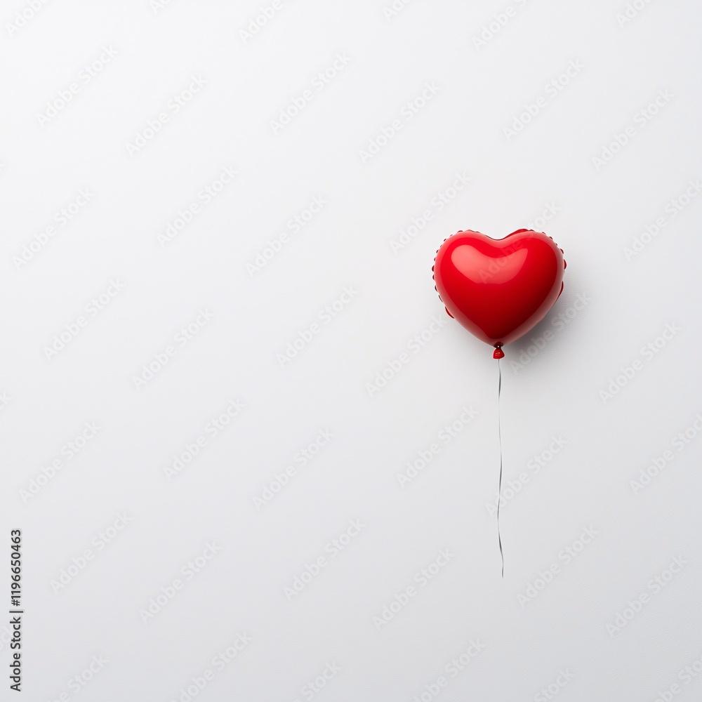 Minimalist Valentine s Day concept, a single vivid heart balloon in a clean modern setting, surrounded by empty space for text overlay, no trademark, timeless stock image feel Minimalist Valentine s Day concept, a single vivid heart balloon in a clean modern setting, surrounded by empty space for text overlay, no trademark, timeless stock image feel
