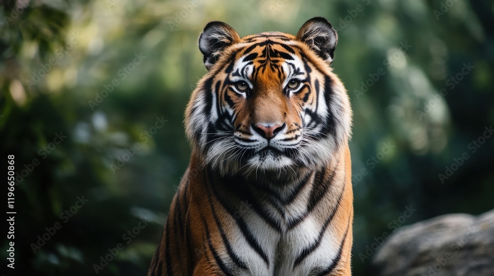 Fototapeta premium Majestic tiger in lush green forest