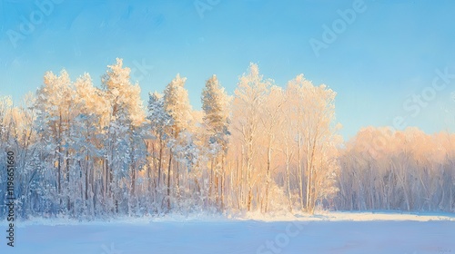 Wallpaper Mural Winter Sunrise, Frosty Trees Torontodigital.ca