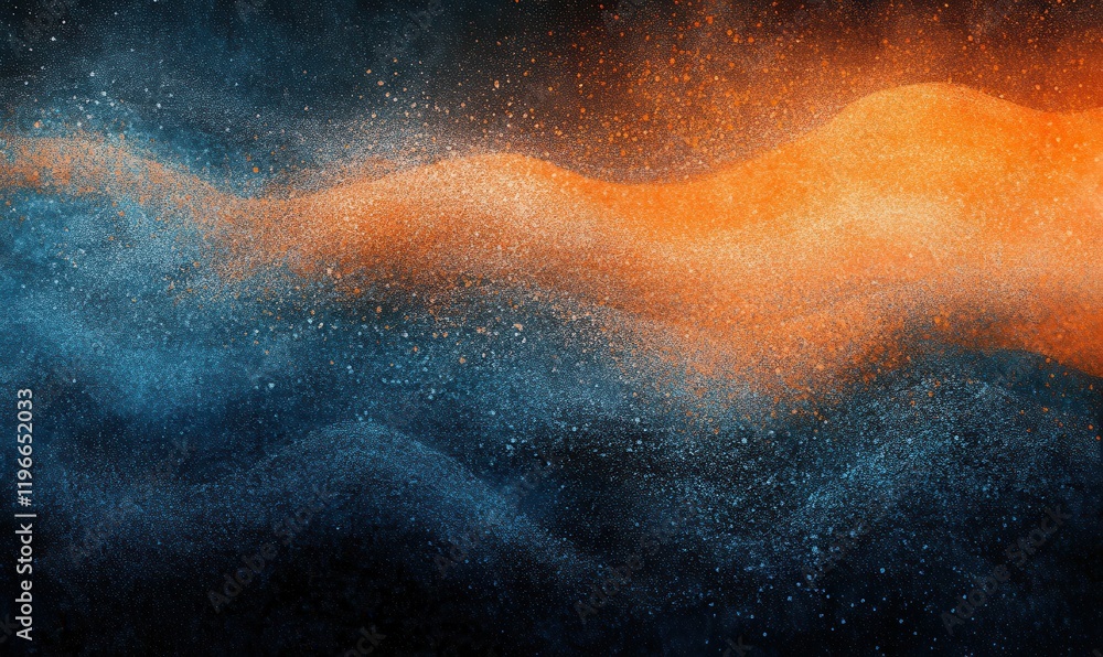 Fototapeta premium Grainy blue orange black background, abstract color gradient wave shape noise texture poster header banner wallpaper cover design