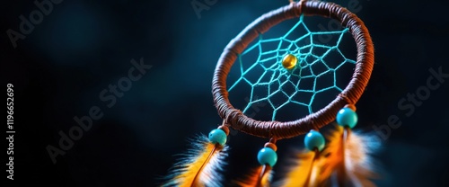 Mystic Teal Dreamcatcher: Native American Art photo