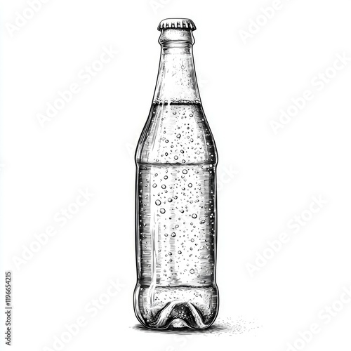 Wallpaper Mural Refreshing Sparkling Drink in Glass Bottle: A Detailed Hand-Drawn Illustration Torontodigital.ca