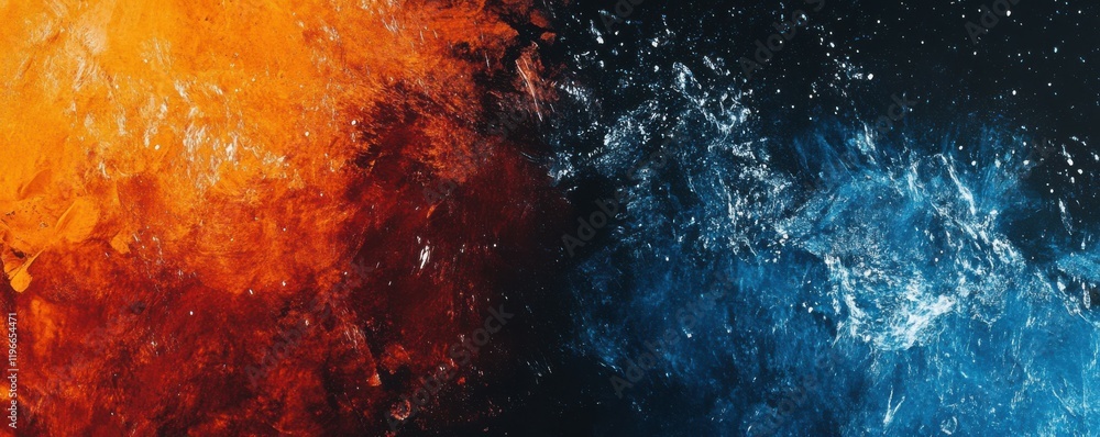 Naklejka premium Grainy noisy poster background, dark blue orange red color wave black backdrop abstract header banner design