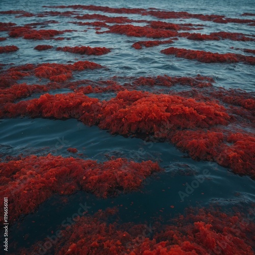 Describe the phenomenon of red tides in the ocean. photo