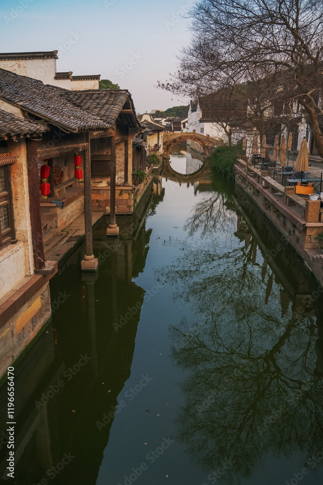 Old houses, bridges, and canals in Huishan Ancient Town, Wuxi City, Jiangsu Province, China, on July 28, 2024 Old houses, bridges, and canals in Huishan Ancient Town, Wuxi City, Jiangsu Province, China, on July 28, 2024