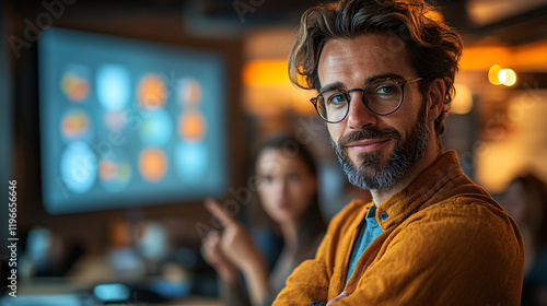 a man with glasses and a beard photo