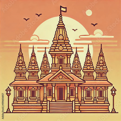 vector illustration of a temple