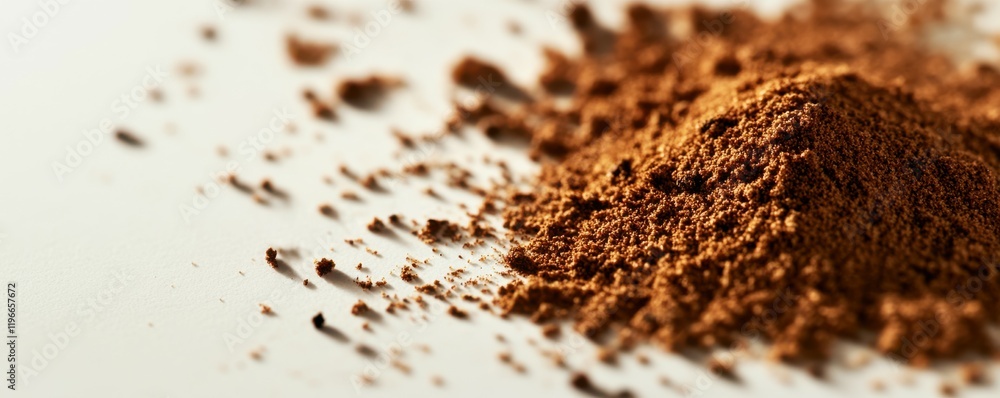 Ground cinnamon scattered on a white surface, warm spice concept, natural culinary theme. Ground cinnamon scattered on a white surface, warm spice concept, natural culinary theme.
