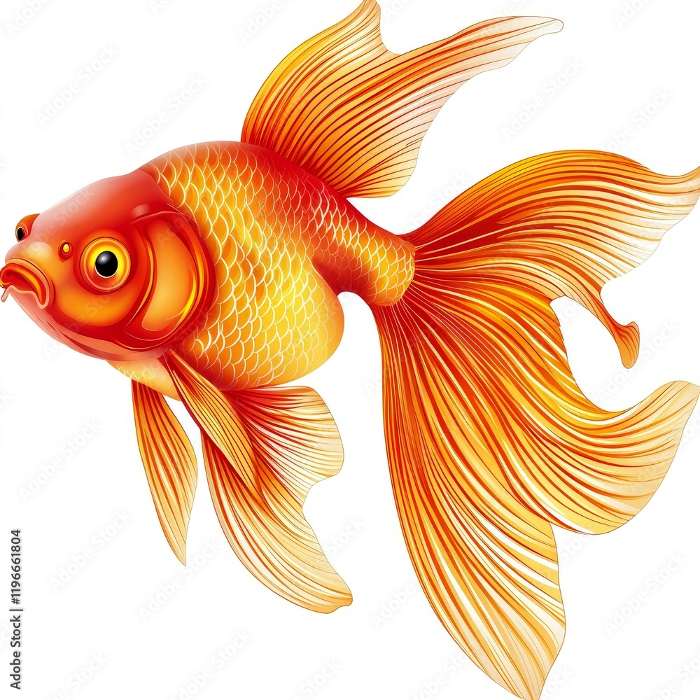 Fototapeta premium Stunning Goldfish: Vibrant Orange Hues and Graceful Fins. A Captivating Underwater World Image.