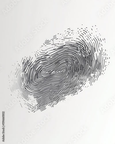 Gray fingerprint impression on white background. photo