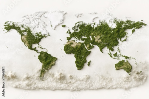 Global green landscape nature's map digital art earth aerial view environmental awareness