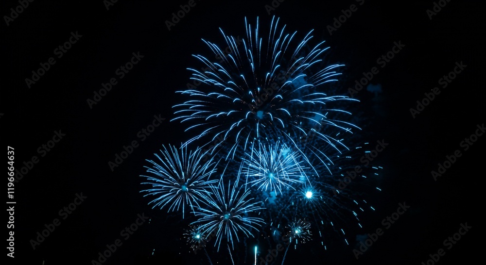 Stunning Blue Fireworks Display at Night Celebration Stunning Blue Fireworks Display at Night Celebration