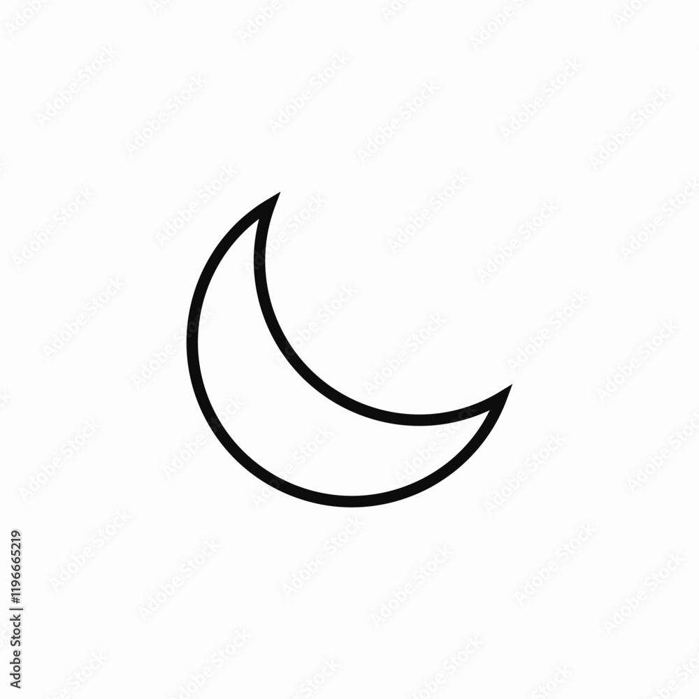 Night moon crescent sky icon vector sign Night moon crescent sky icon vector sign