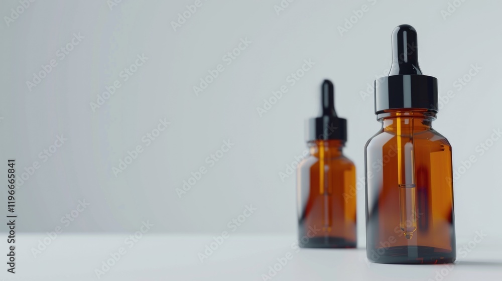 Two medicine bottles on a table. Two medicine bottles on a table.