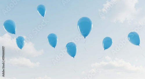 Light Blue Balloons Floating in Sky Happy Freedom Celebration