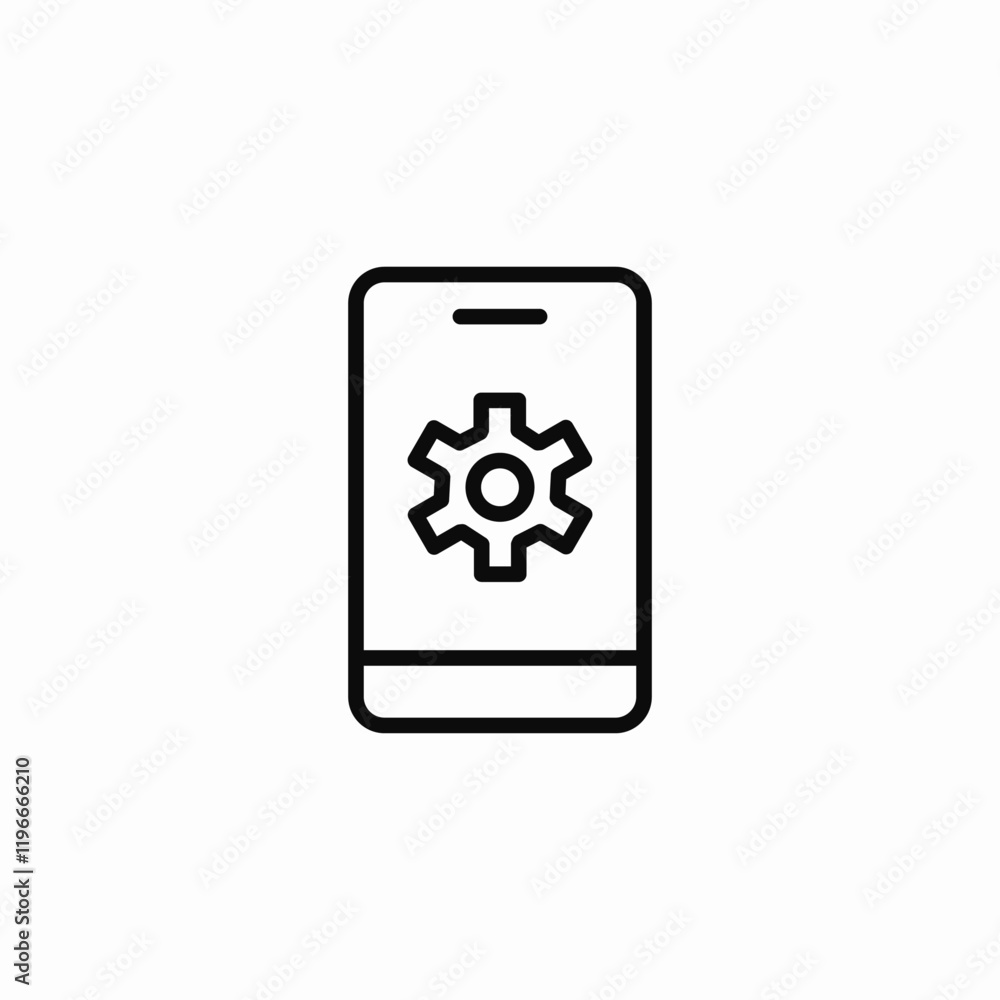 Mobile phone settings gear icon vector sign Mobile phone settings gear icon vector sign