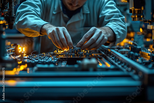 Technican Assembling Circuit Board photo