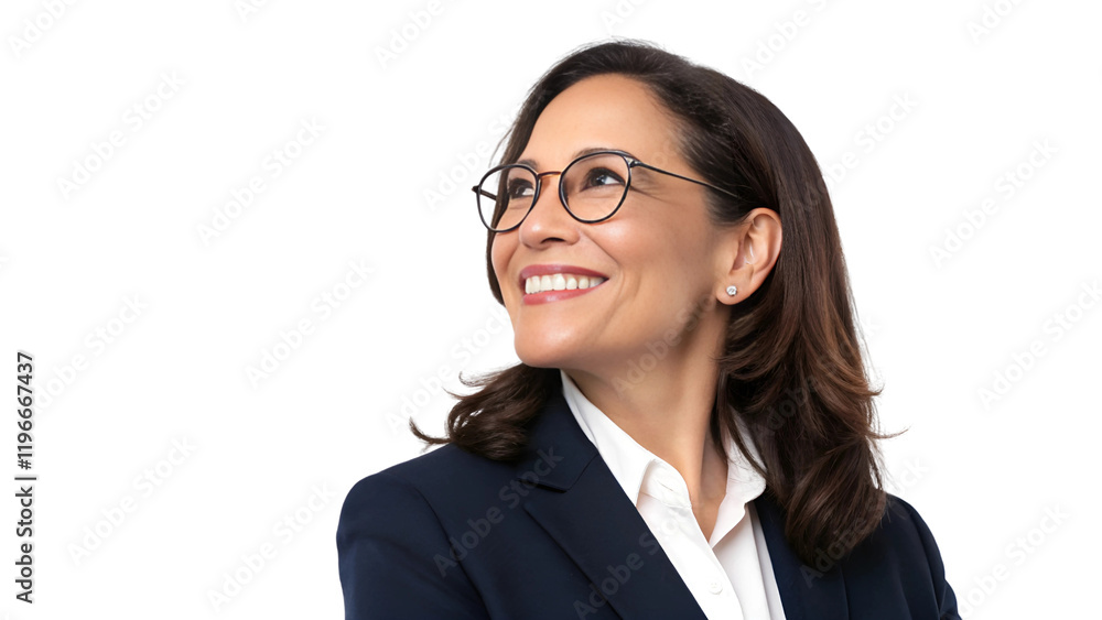 Portrait of a Beautiful, Smiling Businesswoman in a Suit, Wearing Glasses, Isolated on a Transparent Background Portrait of a Beautiful, Smiling Businesswoman in a Suit, Wearing Glasses, Isolated on a Transparent Background