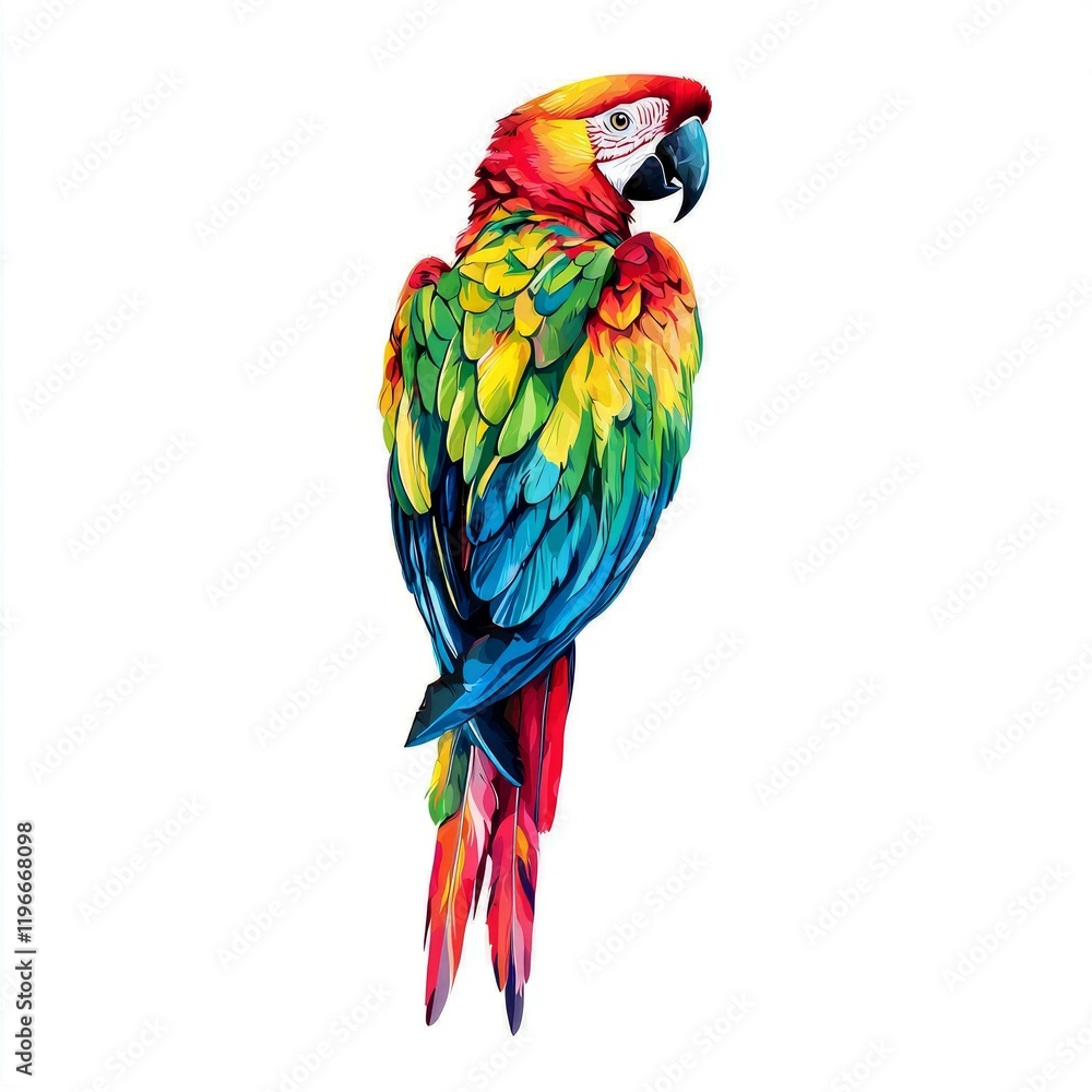 Fototapeta premium Vibrant Macaw Parrot: A Rainbow of Feathers in Vivid Detail