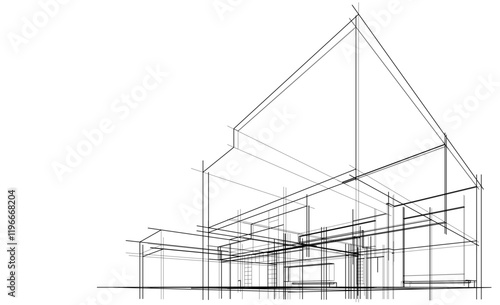 house building sketch architecture 3d illustration