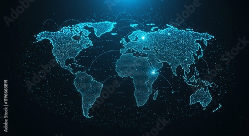 Global Network Digital World Map Connectivity Technology Data
