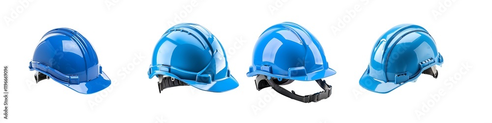 Fototapeta premium Set of Isolated blue Hard Hat PNG on Transparent Background