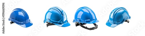 Set of Isolated blue Hard Hat PNG on Transparent Background photo