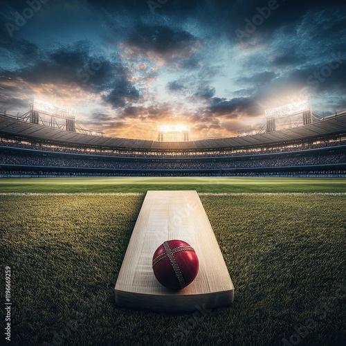 Cricket template for social media posts. Cricket background with stadium lights, gallery and field. Amazing readymade background for sports social media posts.