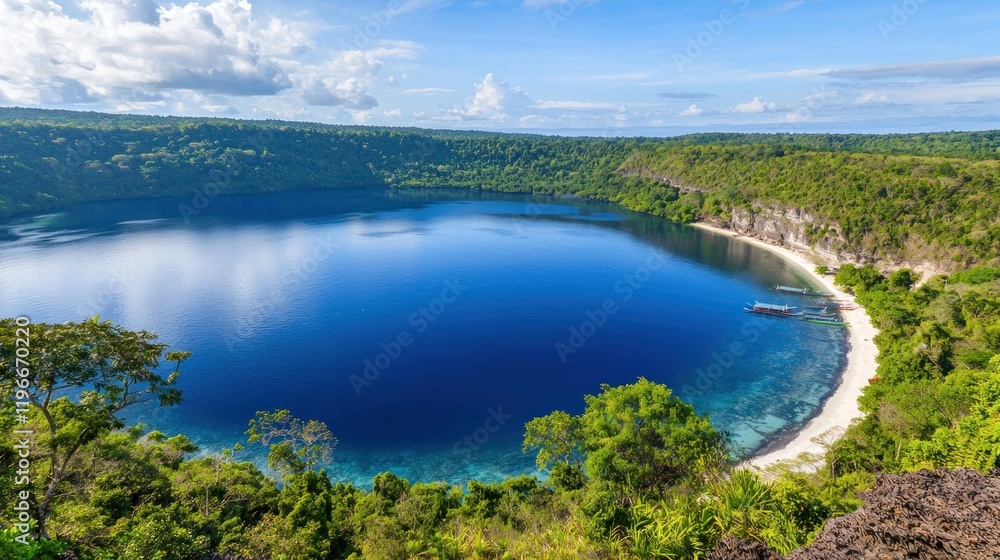 Obraz premium Vibrant Blue Crater Lake