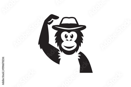 Gorilla Hat Logo Design Template Vector Illustration