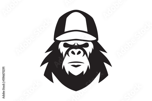 Gorilla Hat Logo Design Template Vector Illustration photo