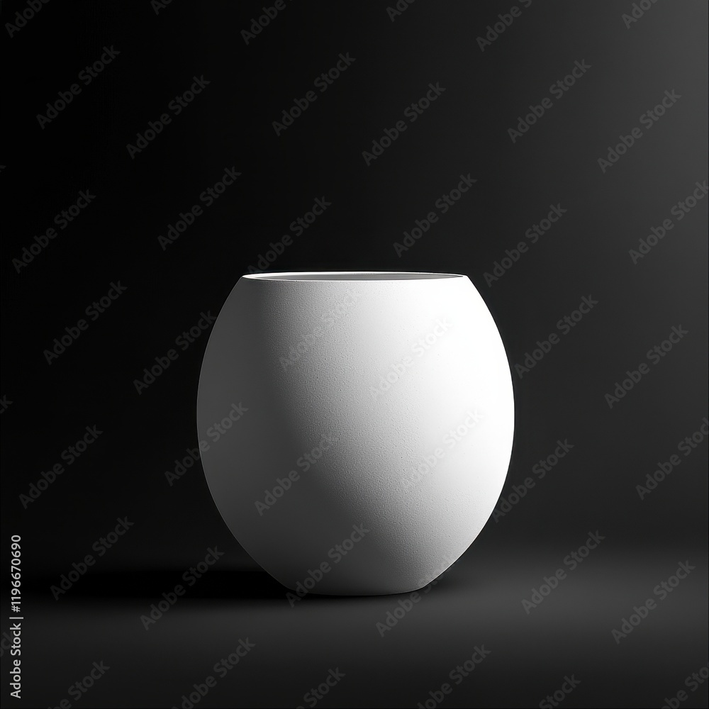 A single white oval pot sits on a black surface A single white oval pot sits on a black surface
