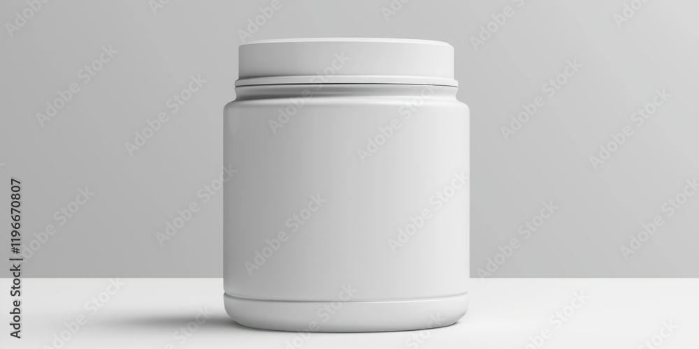 High-quality protein supplement in a white, clean container. High-quality protein supplement in a white, clean container.