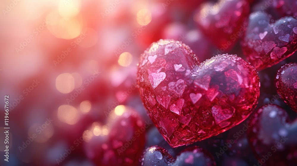 Dewdrop hearts, romantic background, Valentine's, greeting card Dewdrop hearts, romantic background, Valentine's, greeting card