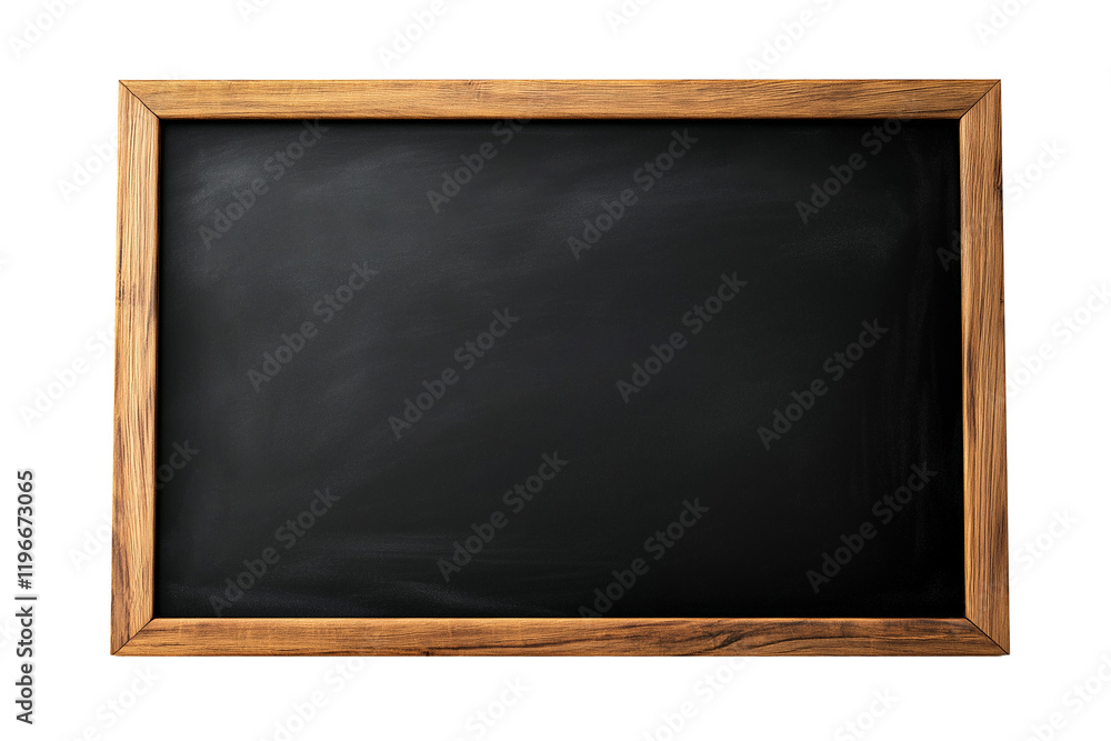 Blank black blackboard with brown wooden frame isolated on transparent background Blank black blackboard with brown wooden frame isolated on transparent background
