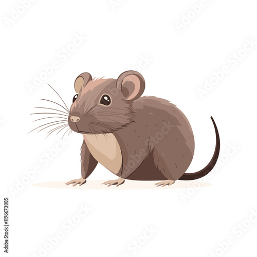 Rat clipart isolated on white. Cartoon style drawing of rodent wild mouse animal. Halloween creepy fauna modern vector illustration